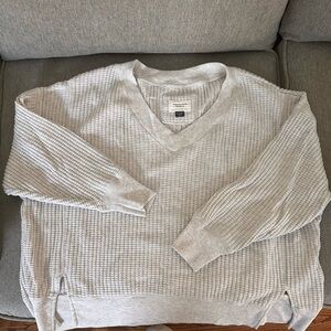 American Eagle Outfitters Light Gray Waffle Sweater- never worn
